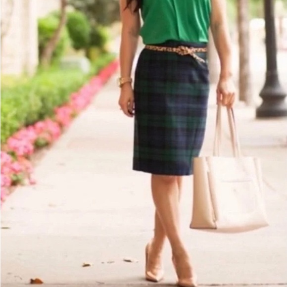 J. Crew Dresses & Skirts - New With Tags J.Crew Tartan Plaid Pencil Skirt, Size 0, St. Patrick’s Day Skirt
